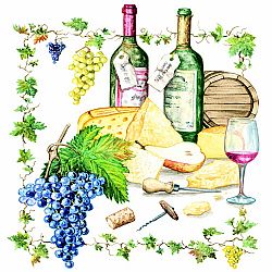 Wine and Cheese Design, three ply paper Napkins (20)