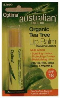 Optima Health: Optima, Australian Tea Tree Organic Lip Balm SPF18 5.7ml available online here