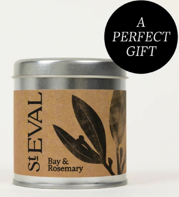 St Eval Candles: Bay & Rosemary Scented Candle in a Tin available online here