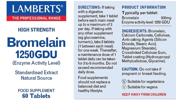 Lamberts Healthcare: Bromelain 1250GDU High Strength natural enzyme extract available online here