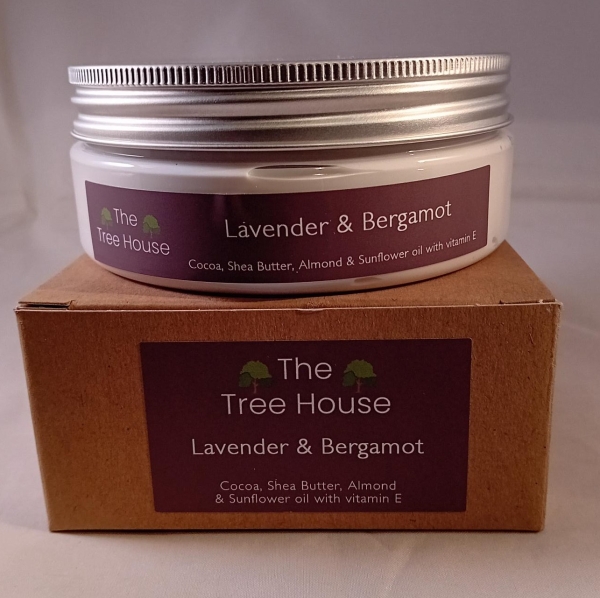 The Tree House: Cocoa & Shea Nut Butter Hand & Body Cream (Lavender & Bergamot) 200g available online here