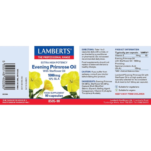 Lamberts Healthcare: Evening Primrose Oil with Starflower Oil 1000mg (90 Capsules) available online here
