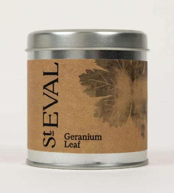 St Eval Candles: Geranium Leaf Scented Candle in a Tin available online here