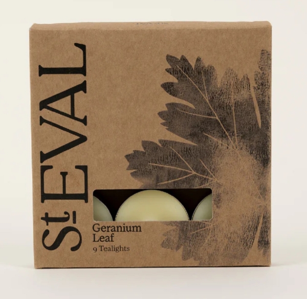 St Eval Candles: Geranium Leaf Scented Tealights (9) two packs available online here