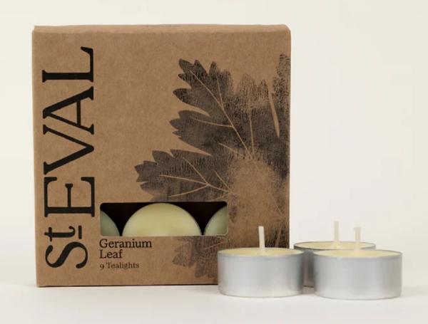St Eval Candles: Geranium Leaf Scented Tealights (9) two packs available online here