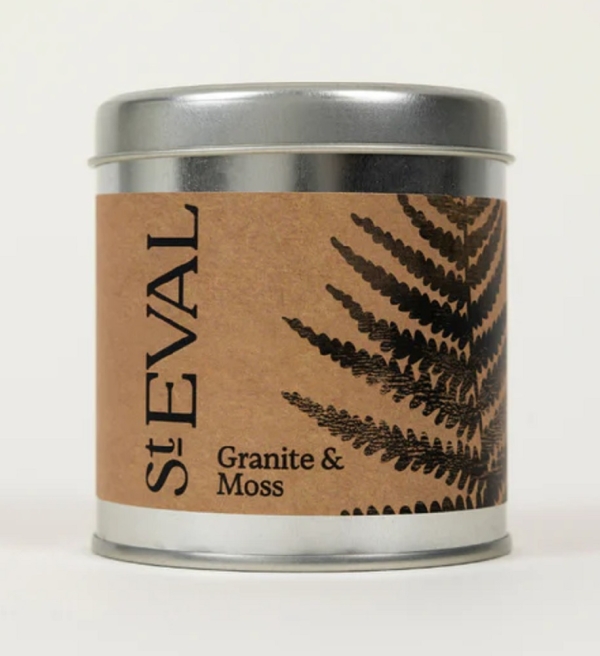 St Eval Candles: Granite & Moss Scented Scented Candle in a Tin available online here