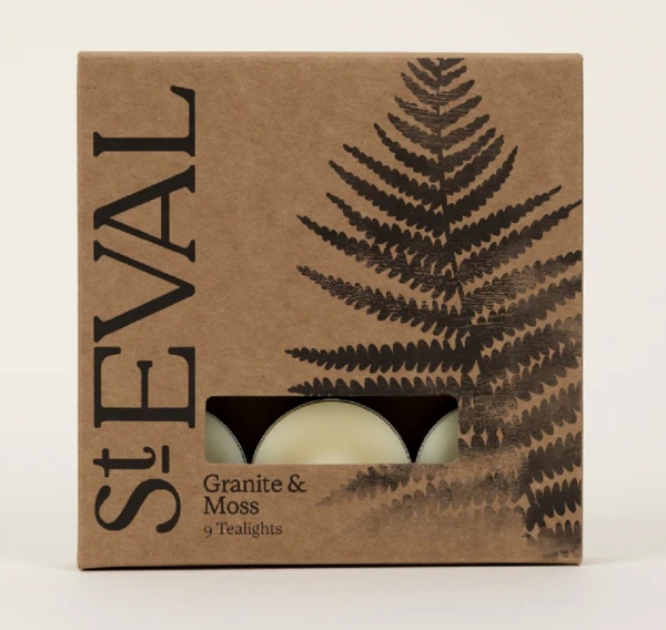 St Eval Candles: Granite & Moss Scented Tealights (9) two packs available online here