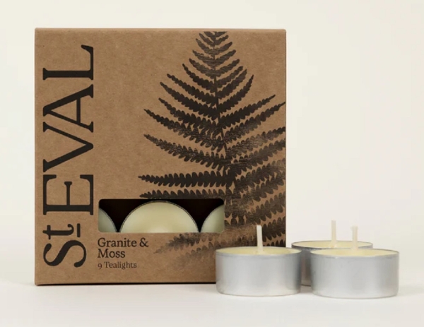 St Eval Candles: Granite & Moss Scented Tealights (9) two packs available online here