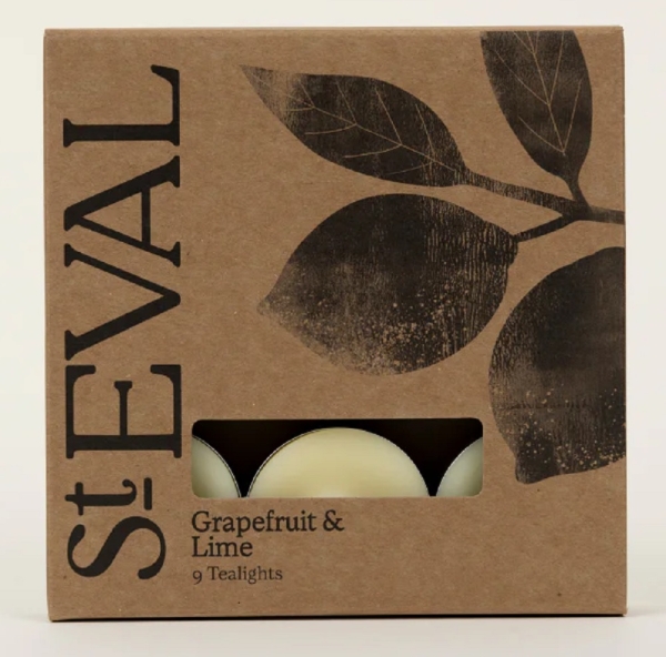 St Eval Candles: Grapefruit & Lime Scented Tealights (9) Two Packs  available online here