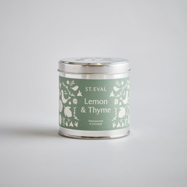St Eval Candles: Lemon & Thyme Summer Folk Scented Tin Candle available online here