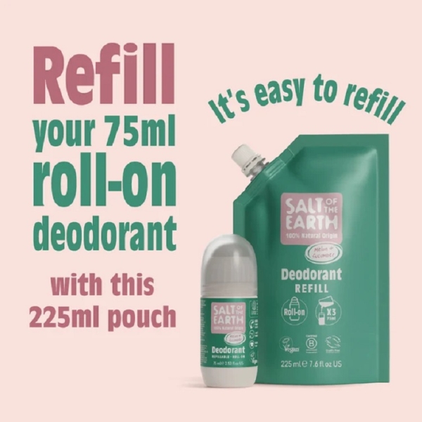 Salt of the Earth: Melon & Cucumber Roll On Deodorant Refill 225ml available online here