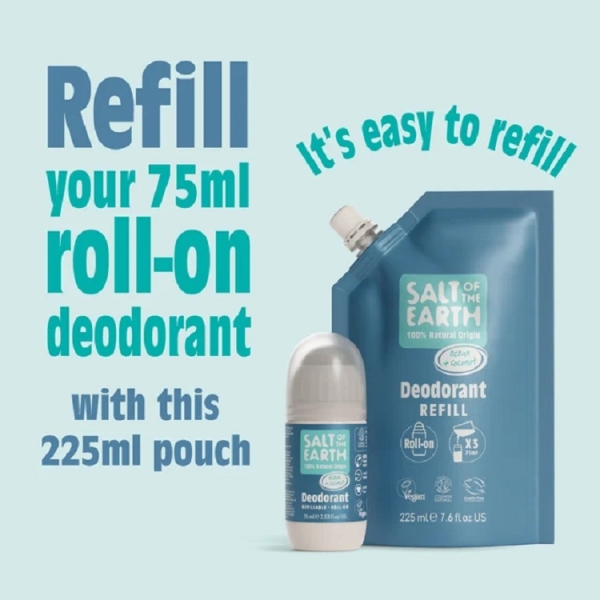 Salt of the Earth: Ocean & Coconut Roll on Deodorant Refill 225ml available online here