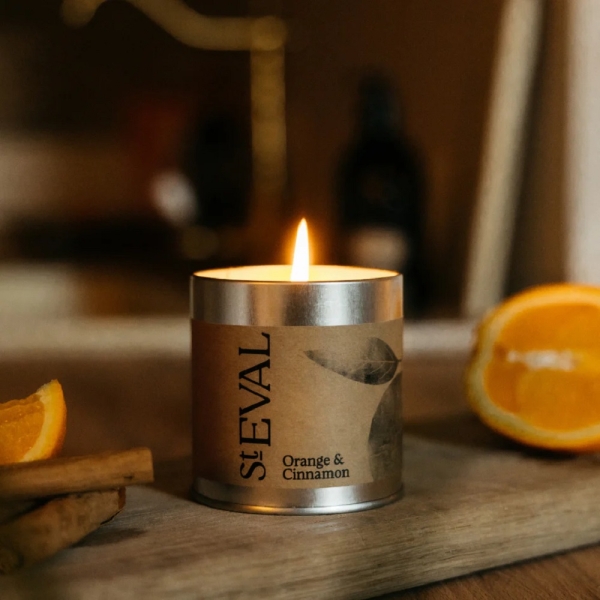 St Eval Candles: Orange & Cinnamon Candle in a Tin available online here
