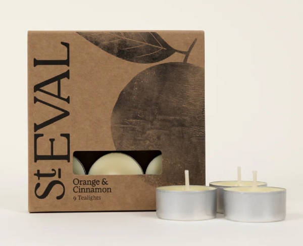 St Eval Candles: Orange & Cinnamon Scented Tealights (9) Two Packs available online here