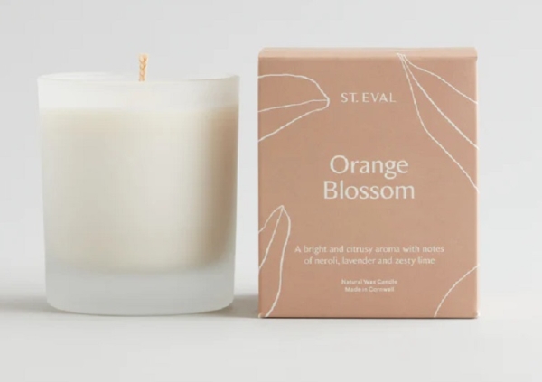 St Eval Candles: Orange Blossom, Lamorna Candle in a Glass Jar available online here