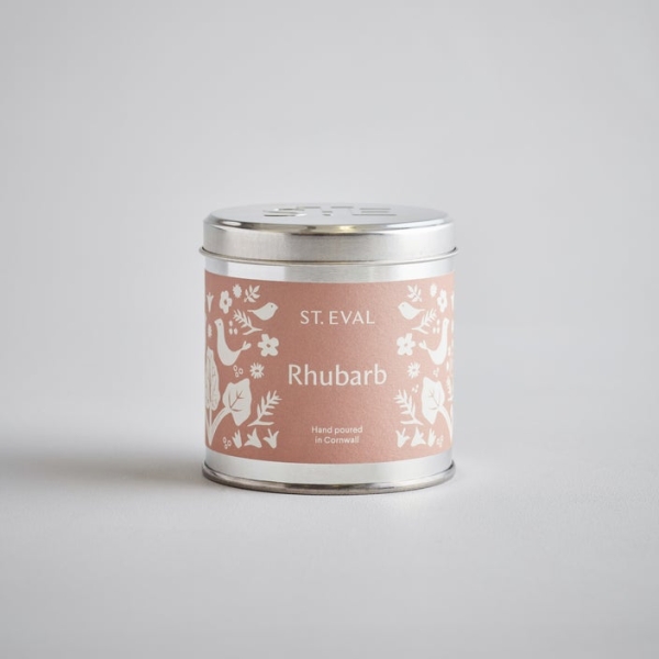 St Eval Candles: Rhubarb Summer Folk Scented Tin Candle available online here