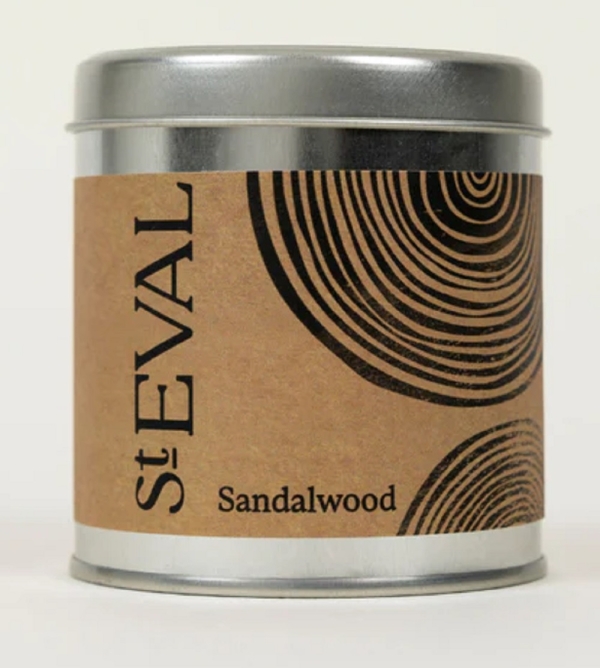 St Eval Candles: Sandalwood Scented Candle in a Tin available online here