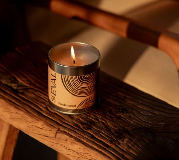 St Eval Candles: Sandalwood Scented Candle in a Tin available online here