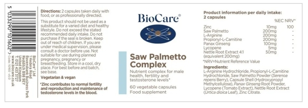 BioCare: Saw Palmetto Complex 60 Capsules available online here