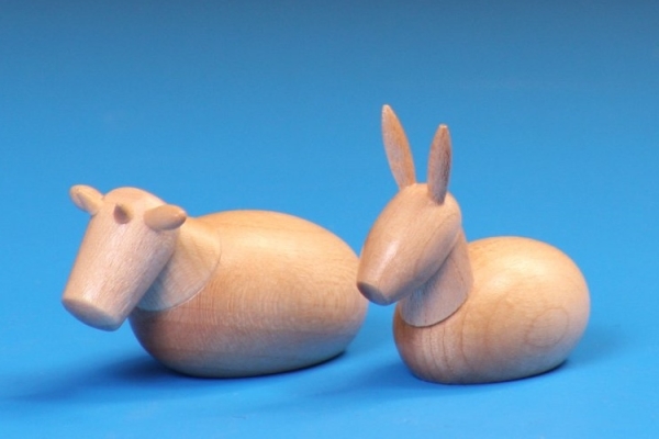 Schalling Wooden Nativities: Schalling Nativity Figures. The Ox & Donkey 6cm available online here