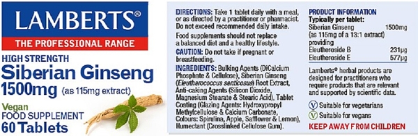 Lamberts Healthcare: Siberian Ginseng 1500mg (as 100mg extract) available online here