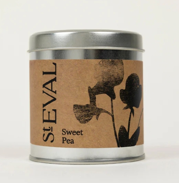 St Eval Candles: Sweet Pea Scented Candle in a Tin available online here