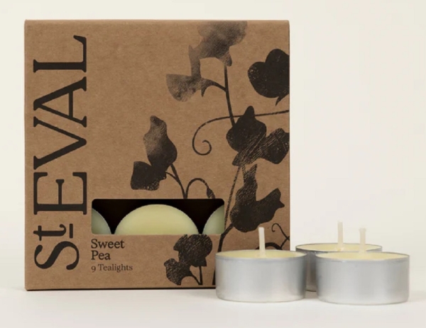 St Eval Candles: Sweet Pea Scented Tealights (9) Two Packs available online here