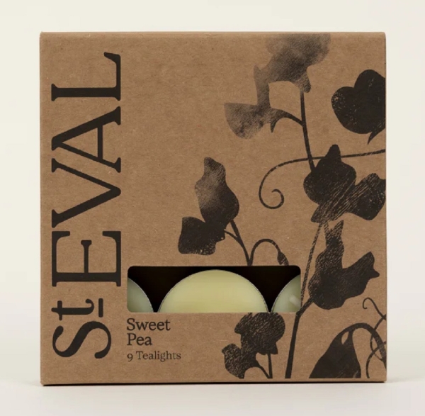 St Eval Candles: Sweet Pea Scented Tealights (9) Two Packs available online here