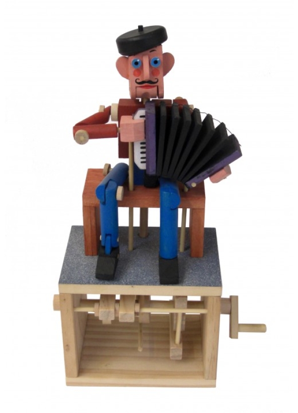 Timberkits: The Accordion Player, Self Assembly Automaton Kit available online here