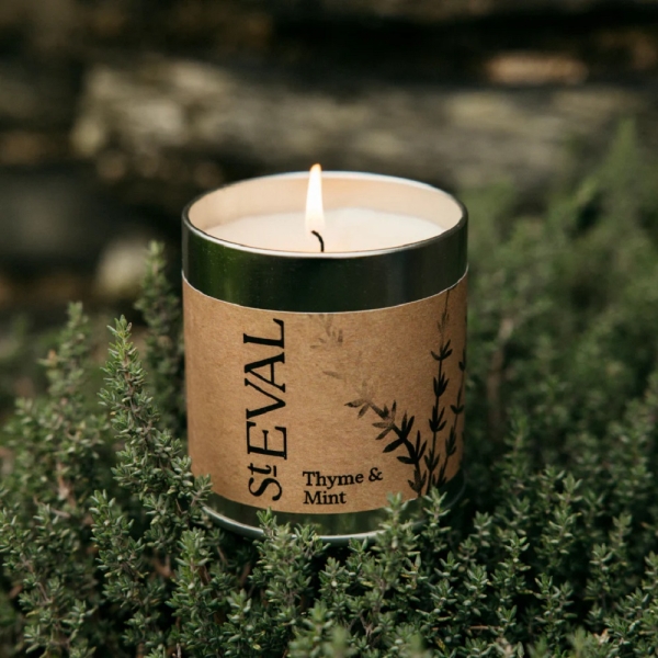 St Eval Candles: Thyme & Mint Scented Candle in a Tin available online here