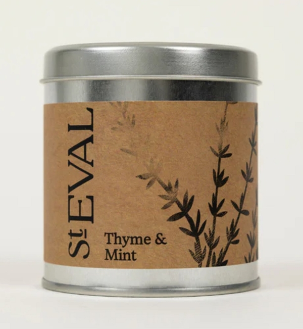 St Eval Candles: Thyme & Mint Scented Candle in a Tin available online here