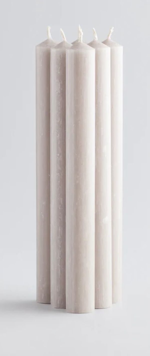 St Eval Candles: Unscented Mushroom Coloured Dinner Candle 7/8ths x 8 inches x 6 available online here