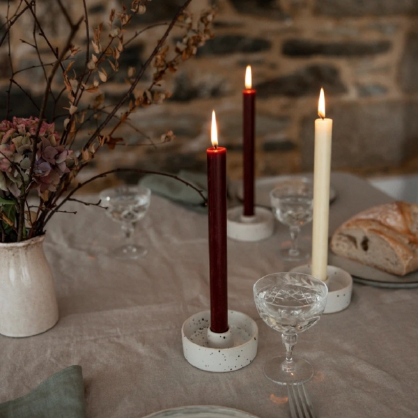 St Eval Candles: Unscented Red Coloured Dinner Candle 7/8ths x 8 inches x 6 available online here