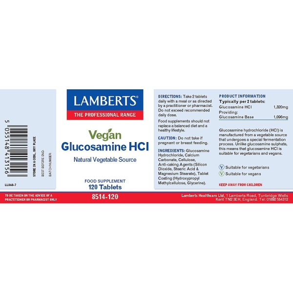 Lamberts Healthcare: Vegan Glucosamine HCL(120 Tablets) available online here