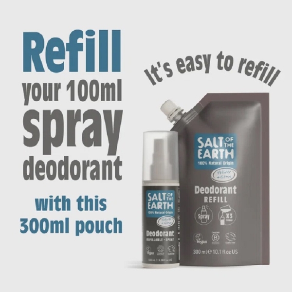 Salt of the Earth: Vetiver & Citrus Deodorant Spray Refill 300ml available online here