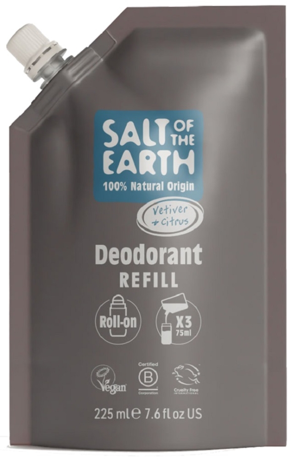 Salt of the Earth: Vetiver & Citrus Roll on Deodorant Refill 225ml available online here