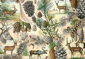 Gift Wrapping Paper. Large Size 1m x 0.7m. Deer in the Forest Design x two