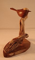Goldcrest carved out of Laburnum